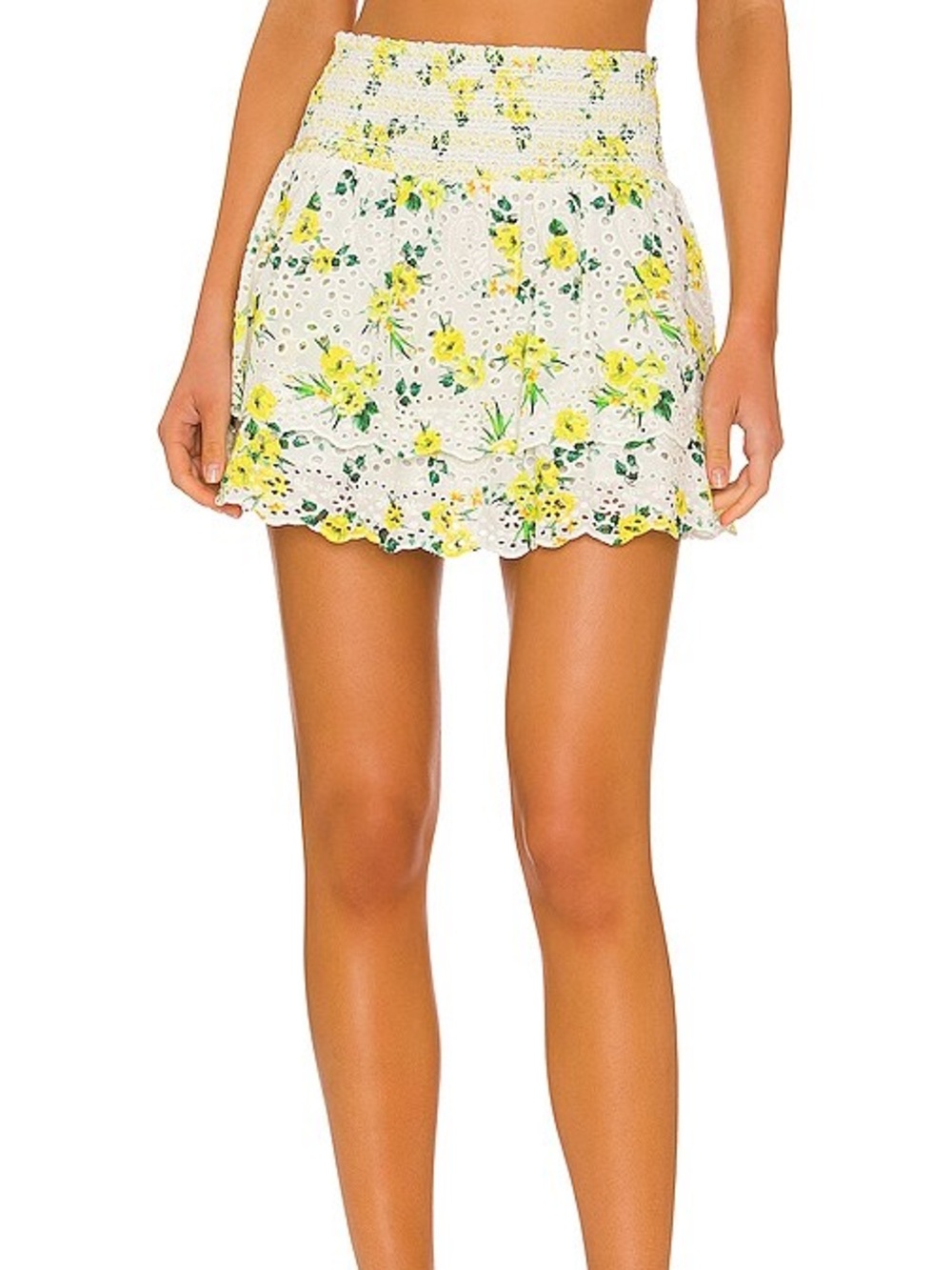 Alice + Olivia Bethie Smocked Skirt in Drifting by Floral